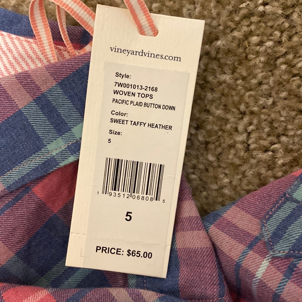 BNWT Vineyard Vines Girls Flannel, size 5 - Picture 4 of 4